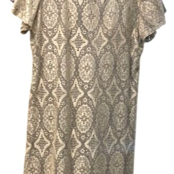 Helen Ball Dresses & Skirts - Vintage Helen Ball Lace Fringe Dress Size 14 With Beige  Black Pattern